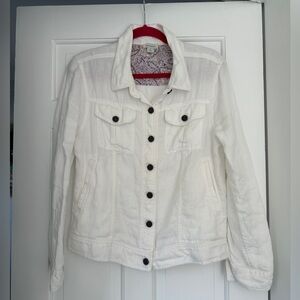 Sundance Meryl White Linen Lightweight Summer Paisley Inside Jacket Size Small